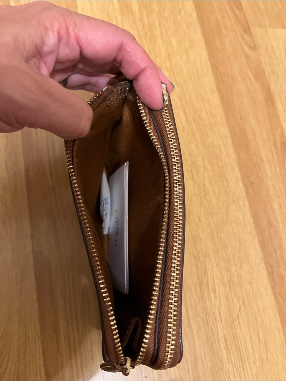 Coach Brown Signature Zip Wristlet with Detachable Strap - Picture 2 of 4